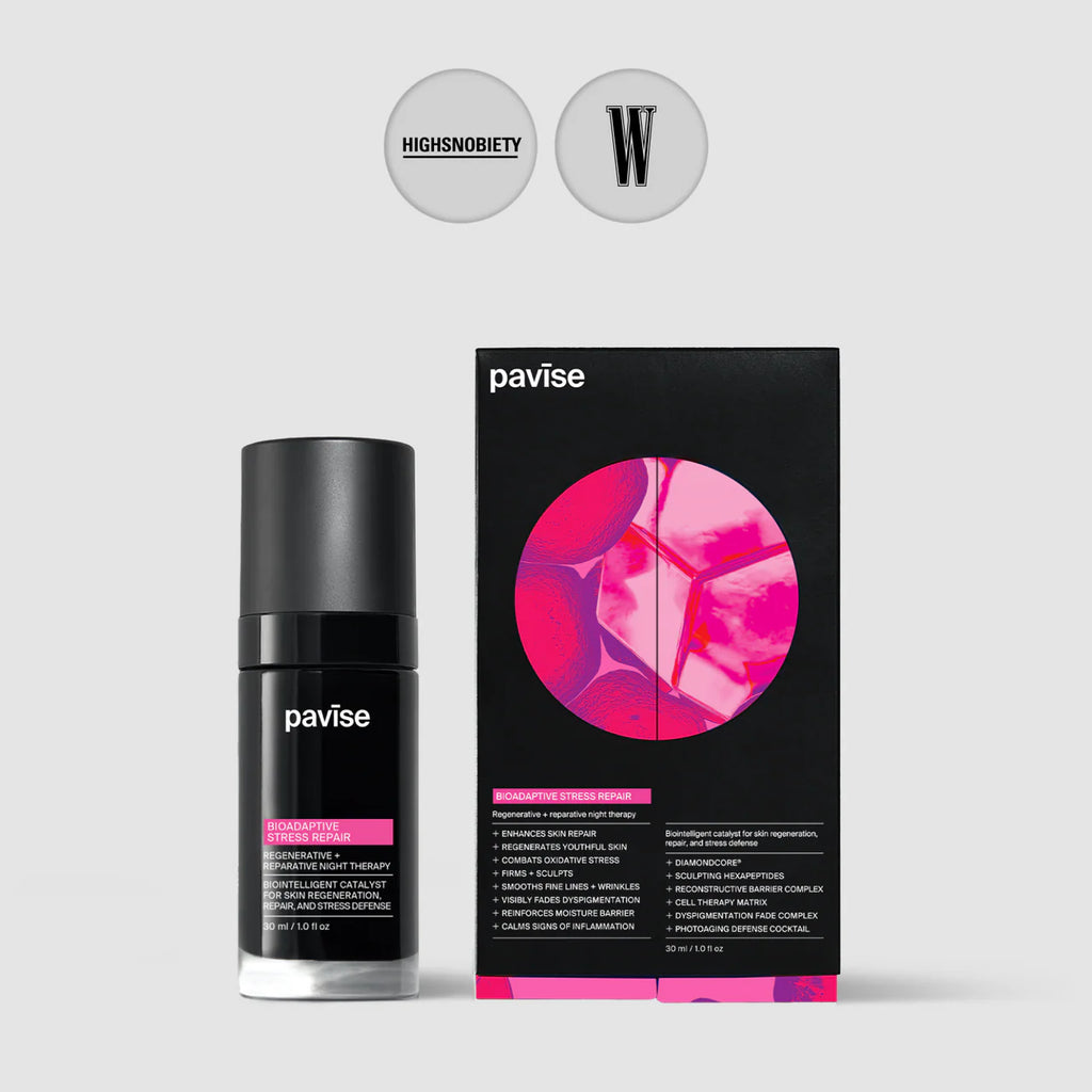Pavise Bioadaptive Stress Repair serum bottle for anti-aging skin repair